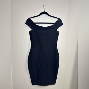 Herve Leger Black Off-Shoulder Dress